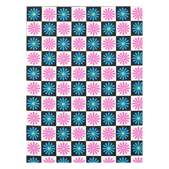 Aster Pink Blue Floral Abstrakt Tischdecke (Vorderseite)