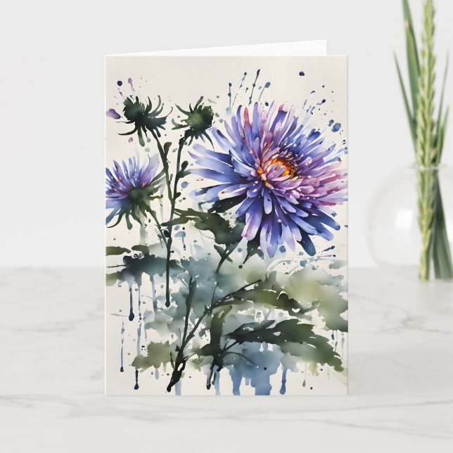 Aster - Watercolor flowers Karte (Vorderseite)