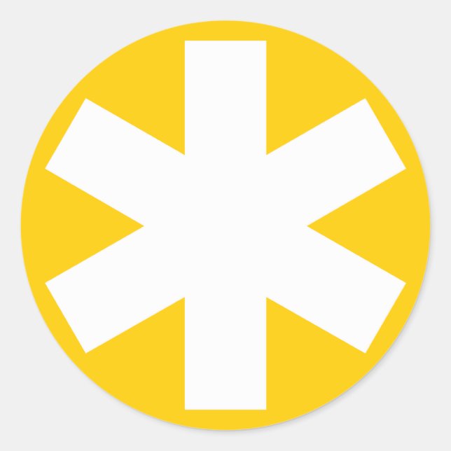 Asterisk - Weiß auf Bernstein Runder Aufkleber (Vorderseite)