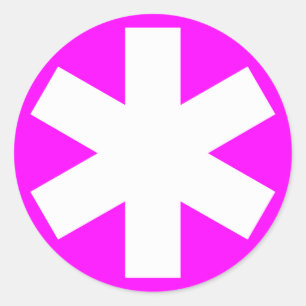 Asterisk - Weiß auf Magenta Runder Aufkleber