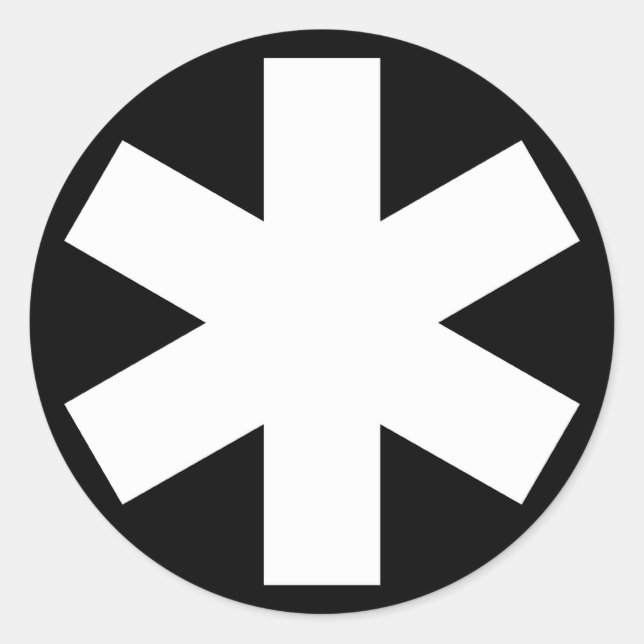 Asterisk - Weiß auf Schwarz Runder Aufkleber (Vorderseite)