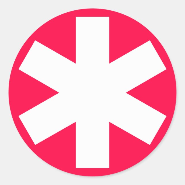 Asterisk - Weiß über Crimson Red Runder Aufkleber (Vorderseite)