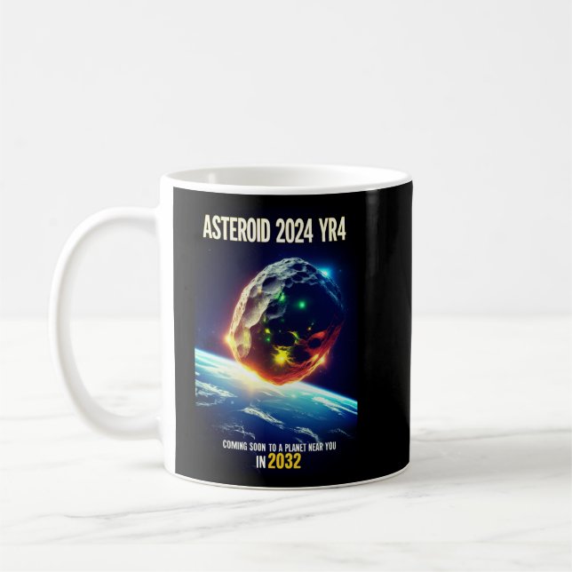 Asteroid 2024 YR4: Nahe Begegnung der Erde 2032 Kaffeetasse (Links)
