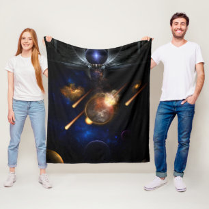 Asteroid Apokalypse Fraktal Art Spacescape Fleecedecke