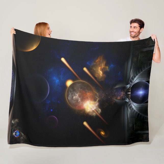 Asteroid Apokalypse Fraktal Art Spacescape Fleecedecke (Beispiel)