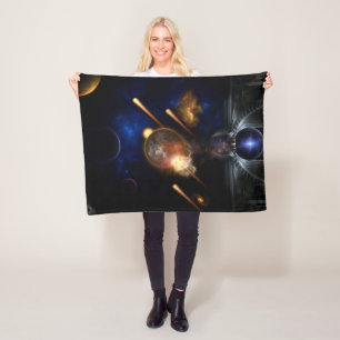 Asteroid Apokalypse Fraktal Art Spacescape Fleecedecke