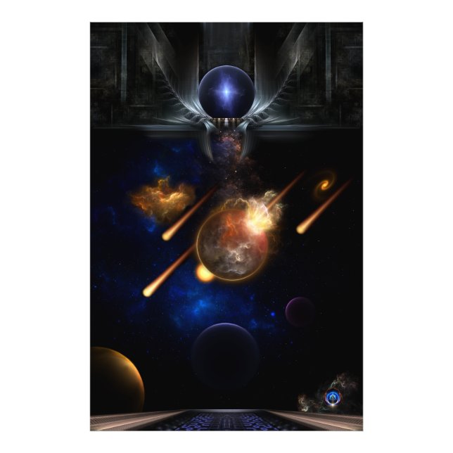 Asteroid Apokalypse Fraktal Art Spacescape Fotodruck (Vorne)