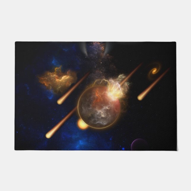Asteroid Apokalypse Fraktal Art Spacescape Fußmatte (Vorderseite)