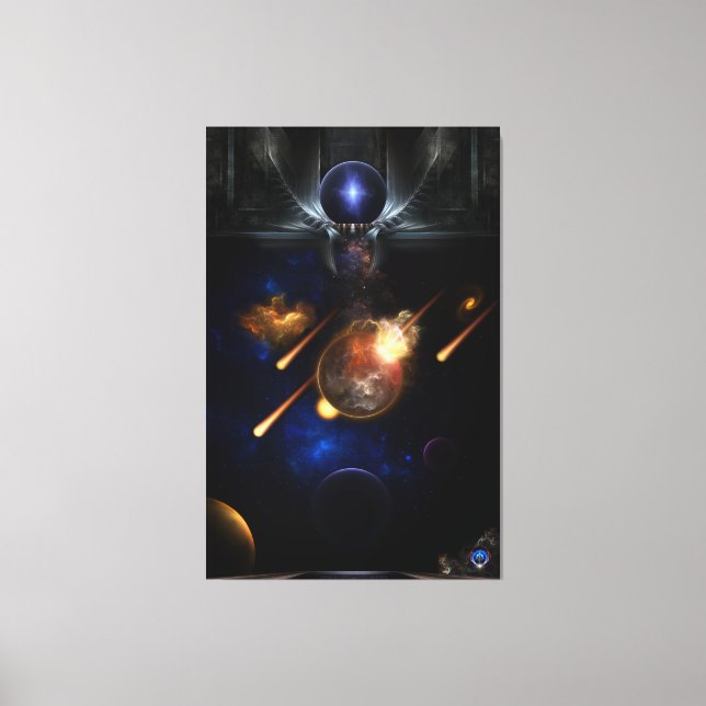 Asteroid Apokalypse Fraktal Art Spacescape Leinwanddruck (Vorderseite)