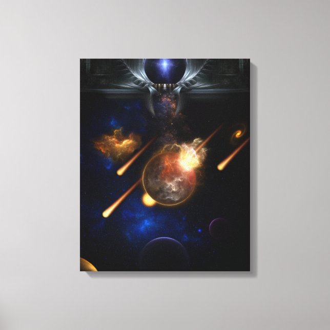 Asteroid Apokalypse Fraktal Art Spacescape Leinwanddruck (Vorderseite)