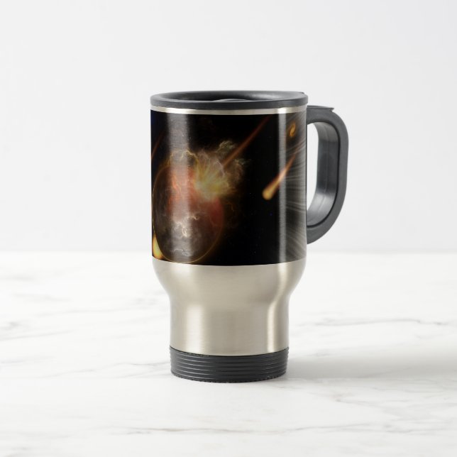Asteroid Apokalypse Fraktal Art Spacescape Reisebecher (VorderseiteRechts)