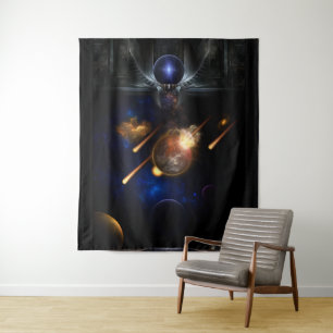Asteroid Apokalypse Fraktal Art Spacescape Wandteppich