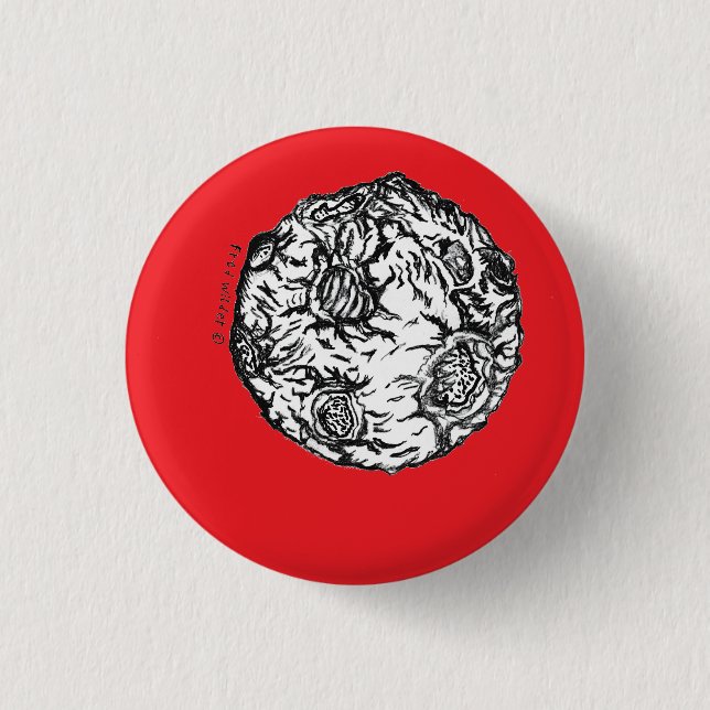 Asteroid auf rotem Hintergrund Button (Vorderseite)