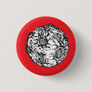 Asteroid auf rotem Hintergrund Button