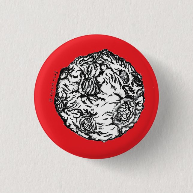 Asteroid auf rotem Hintergrund Button (Vorderseite)