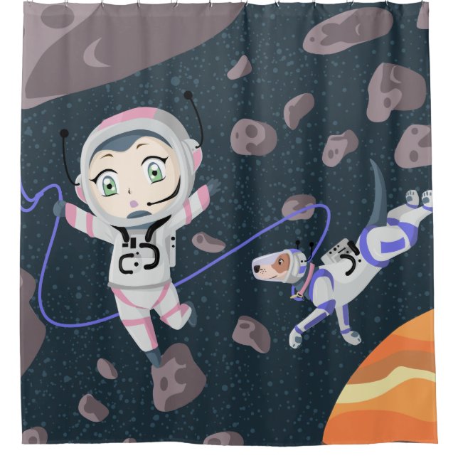 Asteroid Girl Duschvorhang (Vorderseite)