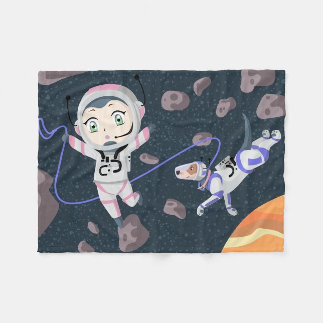 Asteroid Girl Fleecedecke (Vorderseite (Horizontal))