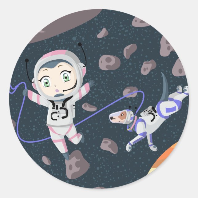 Asteroid Girl Runder Aufkleber (Vorderseite)