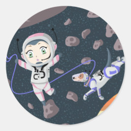 Asteroid Girl Runder Aufkleber
