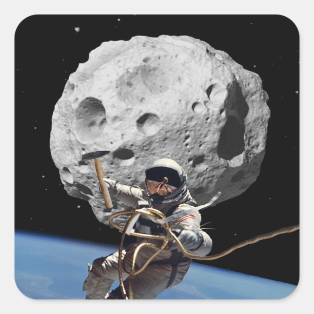 Asteroid Miner Quadratischer Aufkleber (Vorderseite)