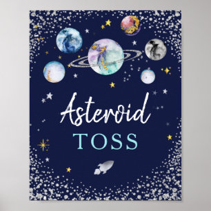 Asteroid Toss Space Galaxy Geburtstagsparty Poster