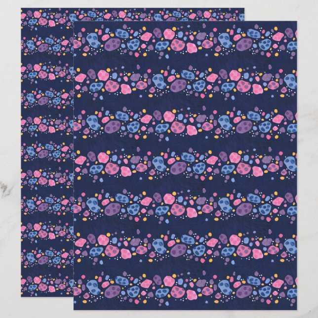 Asteroidengürtel Dunkelblau Scrapbook Papier (Vorne/Hinten)