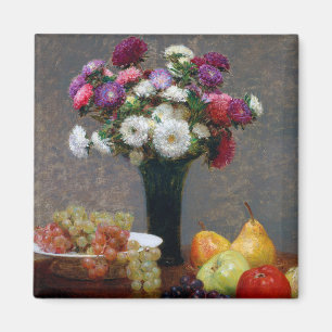 Asters and Fruit, Henri Fantin-Latour Magnet