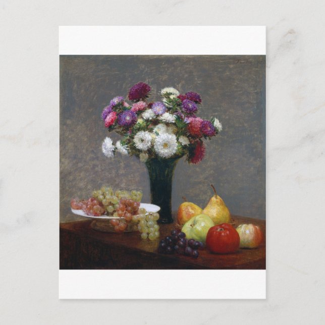 Asters and Fruit, Henri Fantin-Latour Postkarte (Vorderseite)