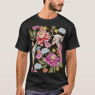 Asters Cranes: Nahtlos im japanischen Stil gestric T-Shirt