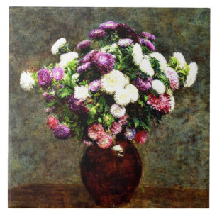 Asters in einer Vase - Henri Fantin-Latour-Malerei Fliese