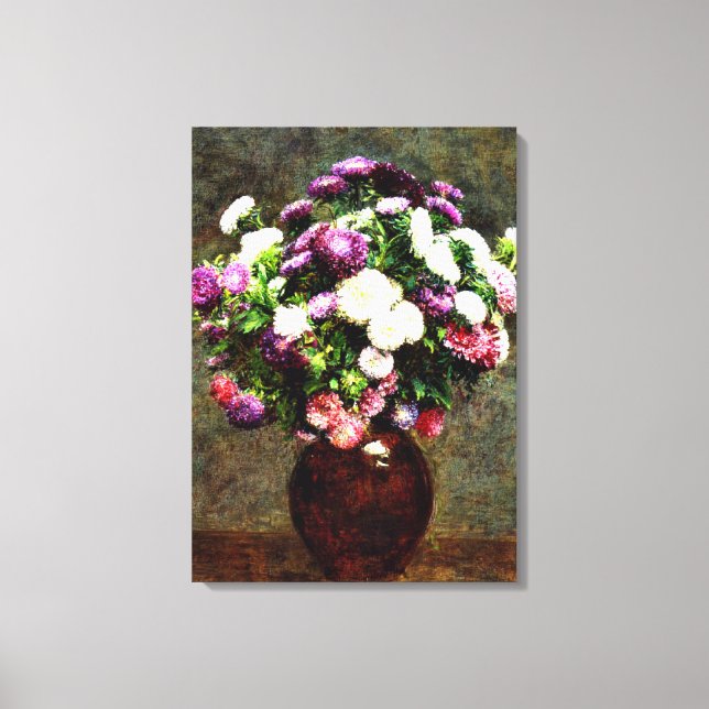 Asters in einer Vase - Henri Fantin-Latour-Malerei Leinwanddruck (Vorderseite)