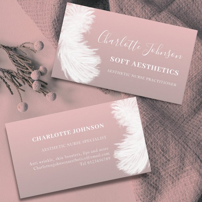 Ästhetik der Hautpflege Krankenpflege Rosa Visitenkarte (Modern Stylish nurse aesthetics skincare dusty rose pink Business card)