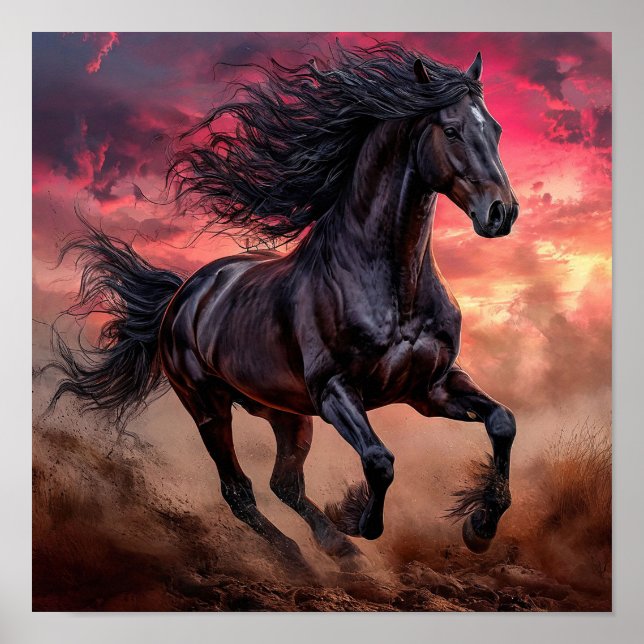 Ästhetik eines Schwarzen Pferdes Poster (Vorne)