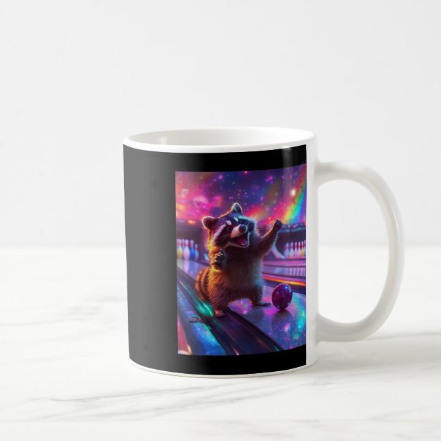 Ästhetik Fantasycore Raccoon Bowling Funny Kaffeetasse (Rechts)