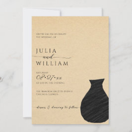 Ästhetik in Beige und Schwarz | Hochzeit Einladung