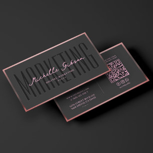 Ästhetik Pink Schwarze Marketing-Expertin Visitenkarte