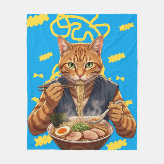 Ästhetik Ramen Katze Anime - Japanische Pop Art Fleecedecke