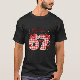 Ästhetik Rot Kariert Sechs Sieben Typografie Stil T-Shirt