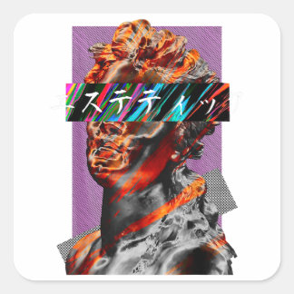 Ästhetik Vaporwave Japanischer Futurismus Quadratischer Aufkleber