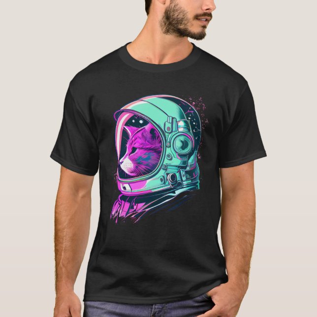 Ästhetik Vaporwave Weltraum Katze 80er 90er Astron T-Shirt (Vorderseite)