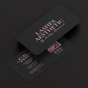 Ästhetik-Wimpern-Make-up-Artist Pink Schwarz Visitenkarte