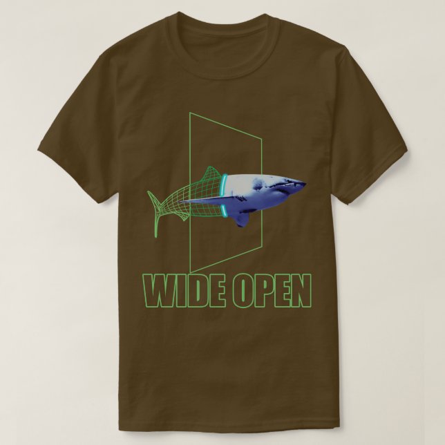 Ästhetik Wireframe Großer Weißer Hai T-Shirt (Design vorne)