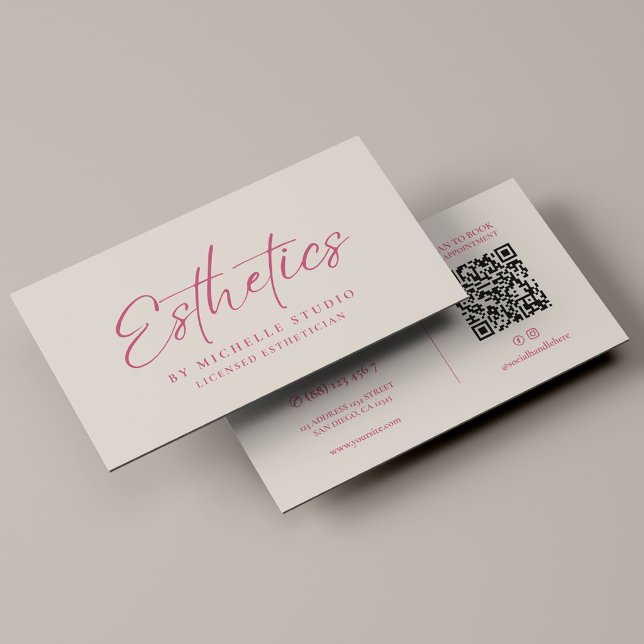 Ästhetiker Elegant Pink Sand Monogramm Visitenkarte (Esthetician Elegant Pink Sand Monogram Business Card
)