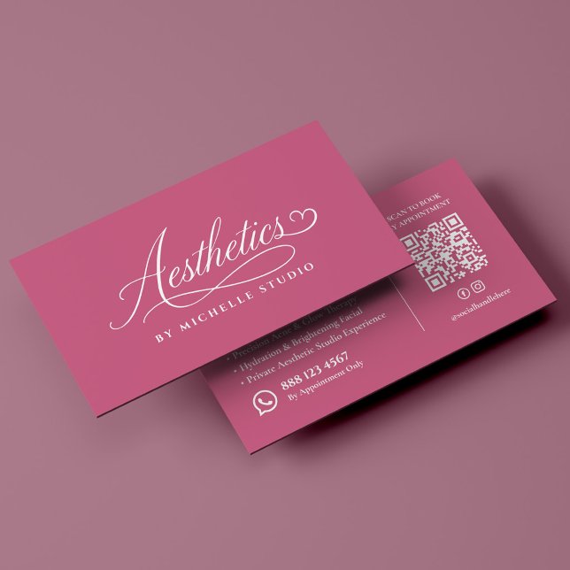 Ästhetiker Luxus-Skript Ästhetik Rosa Visitenkarte (Esthetician Luxury Script Aesthetics Pink Business Card
)