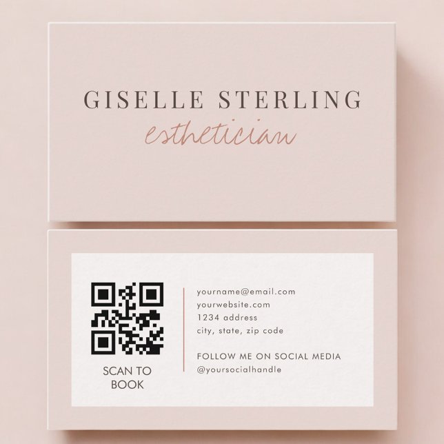 Ästhetiker QR-Code Blush Pink  Visitenkarte (Von Creator hochgeladen)