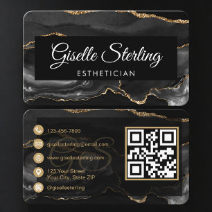 Ästhetiker QR Code Schwarz Gold Achat Luxus  Visitenkarte