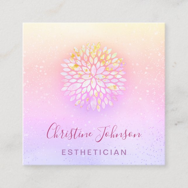 Ästhetikerdekor lila rosa quadratische visitenkarte (Vorderseite)