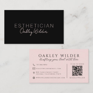 Ästhetikerin Black Blush Pink QR-Code Visitenkarte