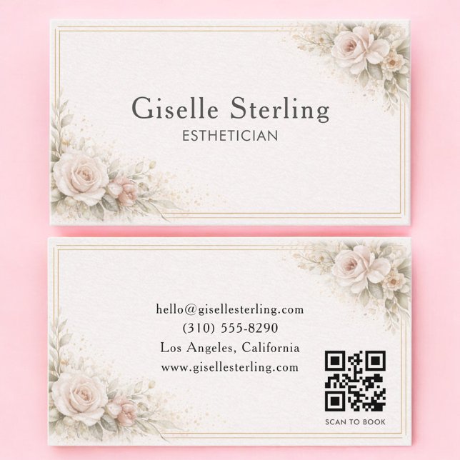 Ästhetikerin Florales Neutral QR-Code Professional Visitenkarte (Von Creator hochgeladen)