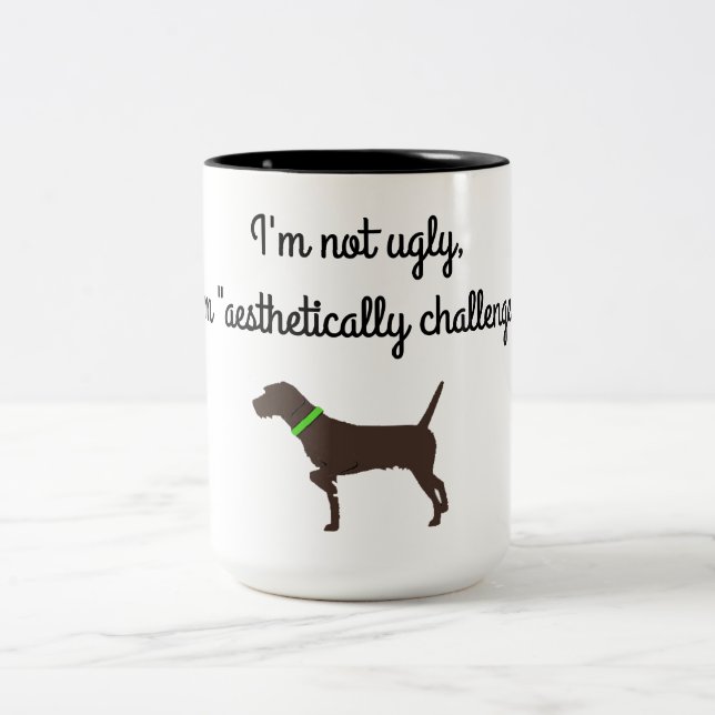 "Ästhetisch angefochtene" Pudelpointer Zweifarbige Tasse (Mittel)